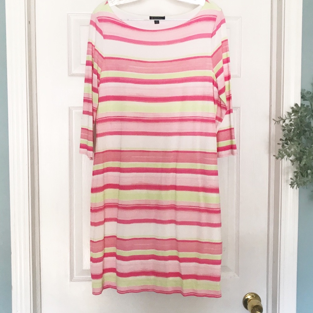 Brooks Brothers striped sheath stretch dress sz L